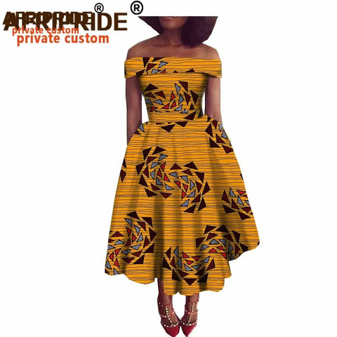 Image of Women Print Off Shoulder Traditional African Clothing Strapless Dress Ankara-FrenzyAfricanFashion.com