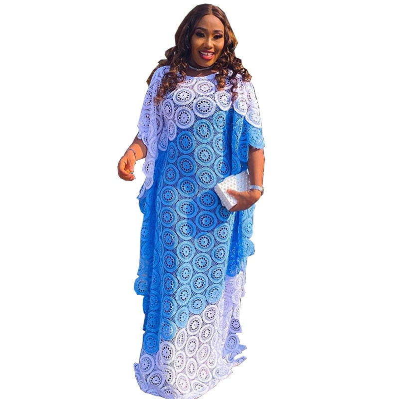 Lace African Dress Layered Evening Long Gown-FrenzyAfricanFashion.com