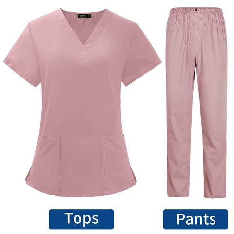 Image of Uniforms Nurse Women Thin and Light Fabric Short Sleeve Medical Clothes Scrubs Nursing Pants Elastic Medical Uniforms for Summer-FrenzyAfricanFashion.com