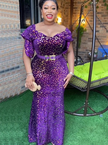 Image of Elegant African Evening Dresses for Women Plus Size Turkey Wedding Party Long Dress Dashiki Ankara Outfits Robe Africa Clothing-FrenzyAfricanFashion.com