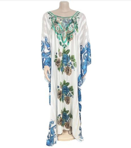 Image of Maxi Dresses Women BouBou Floral Silk Abaya-FrenzyAfricanFashion.com