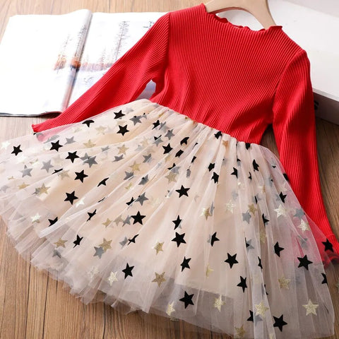 Image of Polka Dot Long Sleeve Tulle Kids Princess Dresses Girls Spring Autumn Wedding Birthday Party-FrenzyAfricanFashion.com