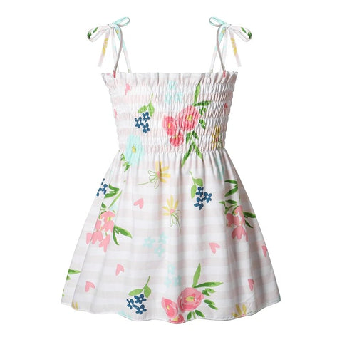 Image of Girls Sleeveless Flower Sundress Summer Beach Strap Princess Dress Cotton Children Clothes girls Casual Dresses-FrenzyAfricanFashion.com