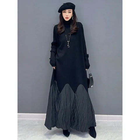 Image of Turtleneck Dress For Women A-line Full Sleeve Robe-FrenzyAfricanFashion.com