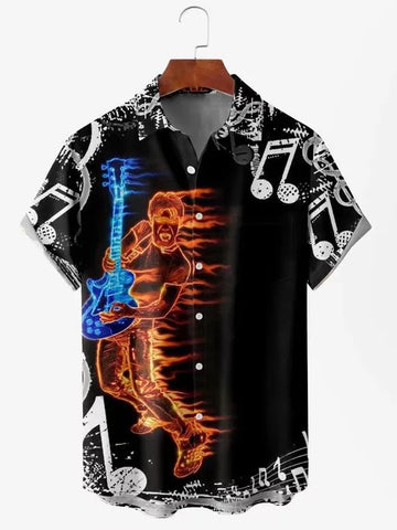 Image of Hawaiian 3D geometric printing short sleeved top for men's vacation casual shirt-FrenzyAfricanFashion.com