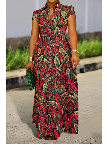 Image of Plus Size Women'S Printed Shirt Dress Women'S Casual Midi Holiday Spring/Summer Dress Women'S Loose Beach Skirt Shirt Maxi Dress-FrenzyAfricanFashion.com