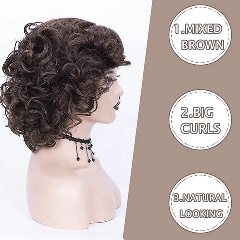 Image of HAIRJOY Synthetic Hair Short Burgundy Curly Wigs for Women Ombre Wine Red Short Wig-FrenzyAfricanFashion.com