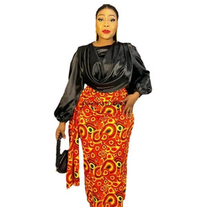 Two Pieces Set Tops And Skirts Suits Ankara Outfits Plus Size Lady Party-FrenzyAfricanFashion.com
