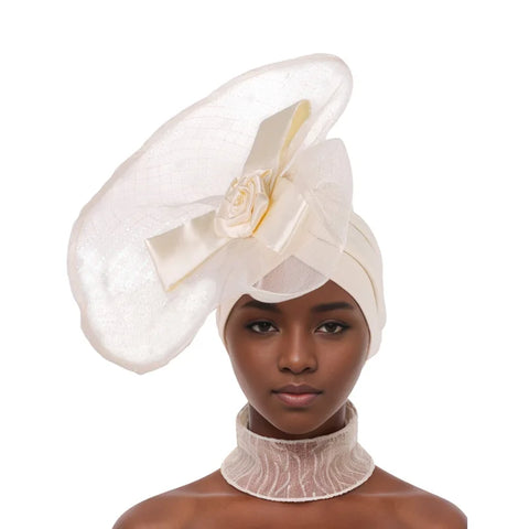 Image of Nigeria Headtie Wedding Party Headties Female Head Wrap Already Made Auto Gele African Auto Gele Women Wedding Flower Turban Cap-FrenzyAfricanFashion.com