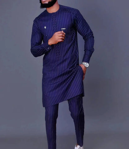 Image of Men's Wedding Suit Two-Piece Trousers T-Shirt Suit Men's Elegant Suit Patchwork Crew Neck Classic Men's Social Suit Dress-FrenzyAfricanFashion.com