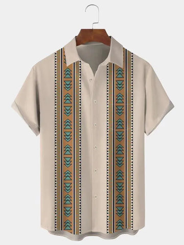 Image of Hawaiian 3D geometric printing short sleeved top for men's vacation casual shirt-FrenzyAfricanFashion.com