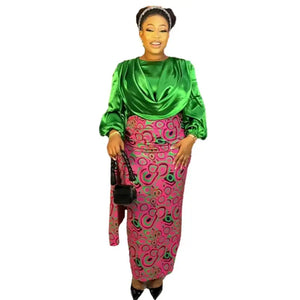 Two Pieces Set Tops And Skirts Suits Ankara Outfits Plus Size Lady Party-FrenzyAfricanFashion.com