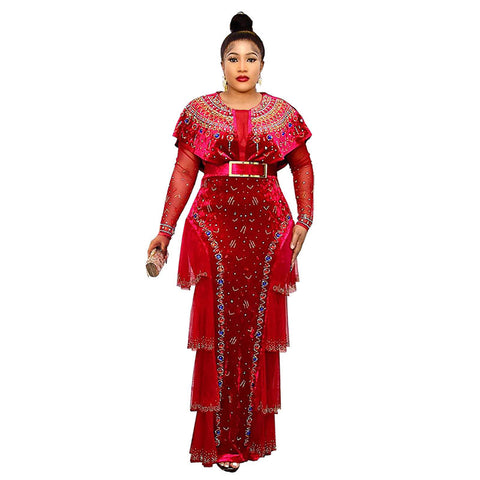 Image of 2022 Bodycon Long Maxi Dress African Dresses for Women Sexy Spring African Women Long Sleeve Plus Size Long Dress-FrenzyAfricanFashion.com