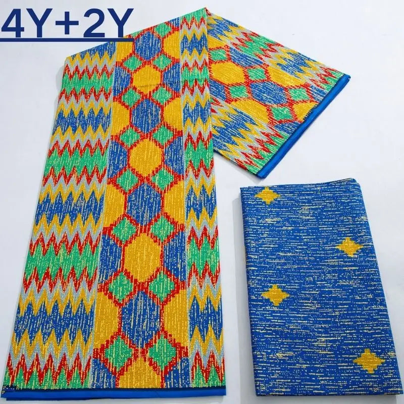 Green Kente Fabric Real Ankara Wax Lace Cotton 6 Yards for Women Party Dress-FrenzyAfricanFashion.com