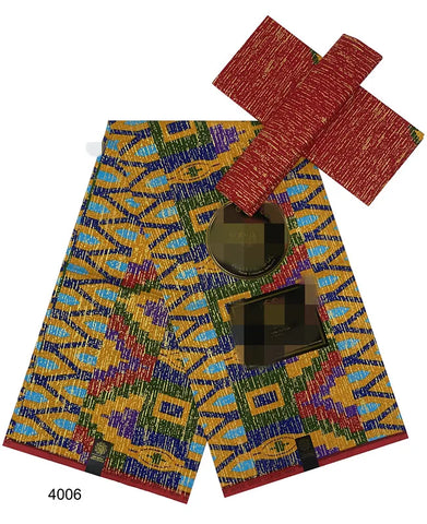 Image of Navy Kente Wax Print Ankara African Fabric Dress Craft DIY Cotton 4+2 yards-FrenzyAfricanFashion.com