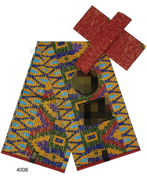 Navy Kente Wax Print Ankara African Fabric Dress Craft DIY Cotton 4+2 yards-FrenzyAfricanFashion.com