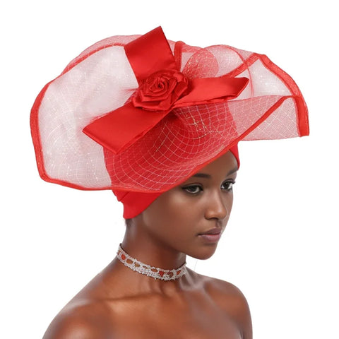 Image of Nigeria Headtie Wedding Party Headties Female Head Wrap Already Made Auto Gele African Auto Gele Women Wedding Flower Turban Cap-FrenzyAfricanFashion.com