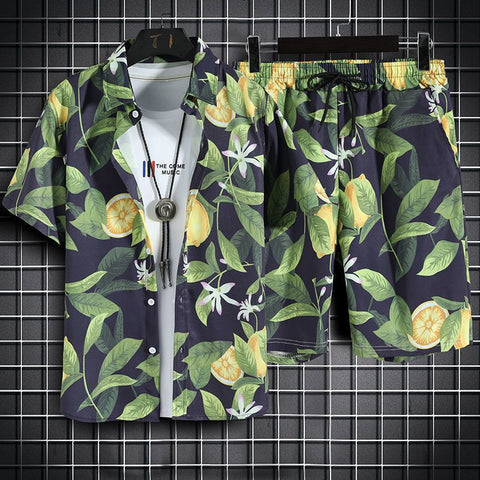 Image of Beach Clothes For Men 2 Piece Set Quick Dry Hawaiian Shirt and Shorts Set Men Fashion Clothing Printing Casual Outfits Summer-FrenzyAfricanFashion.com