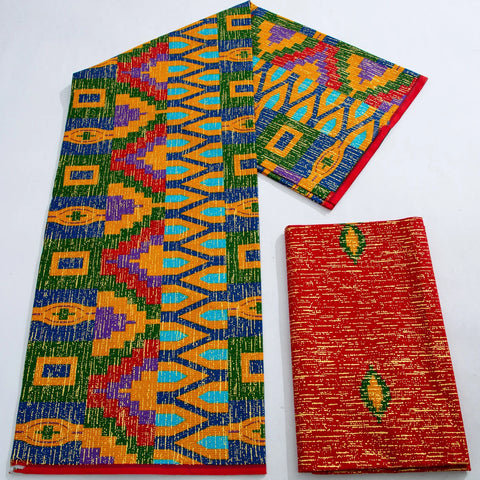 Image of Purple Kente Wax Print Fabric 2+4 Yards Ankara Wax Fabric-FrenzyAfricanFashion.com