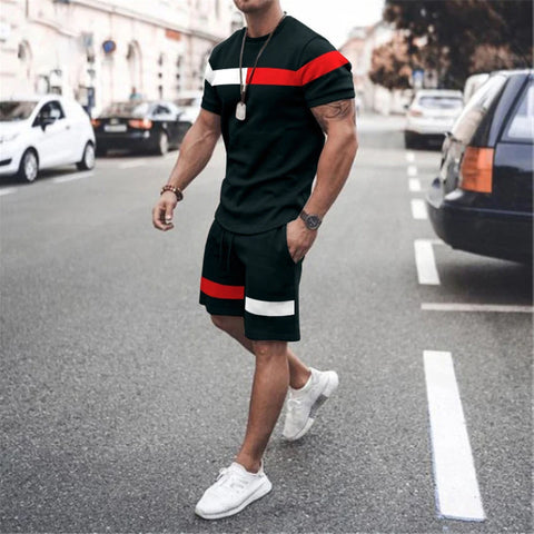 Image of 3D Casual Men's T-shirt Set Summer Beach Shorts Sportswear-FrenzyAfricanFashion.com