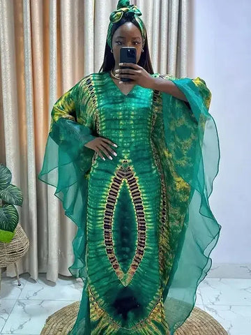 Image of African Dresses for Women Traditional Africa Clothing Dashiki Ankara Outfits Gown Abayas Robe Muslim Kaftan Maxi Long Dress 2024-FrenzyAfricanFashion.com