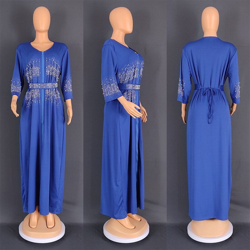 Wedding Dresses Women Plus Size Beaded Evening Party Long Maxi Dress Moroccan Muslim-FrenzyAfricanFashion.com