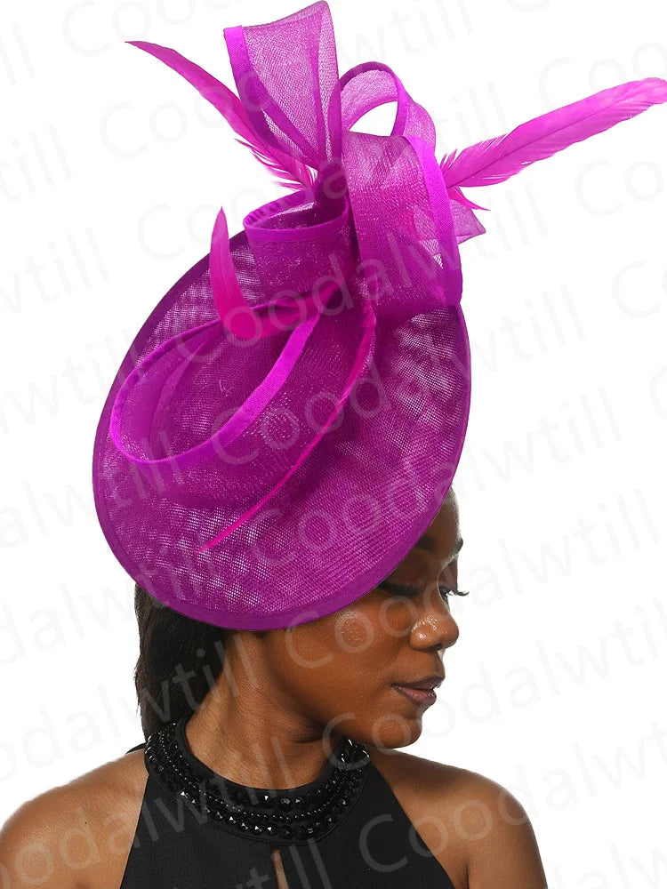 Wedding Church Fascinator Hat Headpiece Women Formal Event Tea Millinery Cap Feather Kentucky Derby Race Millinery-FrenzyAfricanFashion.com