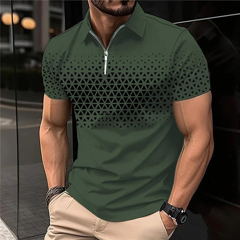 Image of Summer Men Short Sleeve Polo Shirt Fashion 3D T-Shir Lapel Golf Shirt Casual-FrenzyAfricanFashion.com