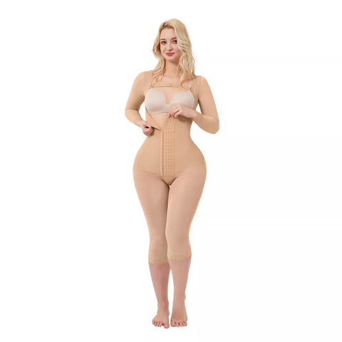 Image of Women Long Sleeve Corset Waist Trainer Body Shaper Tummy Control Shapewear Bodysuit Slimming Girdle-FrenzyAfricanFashion.com