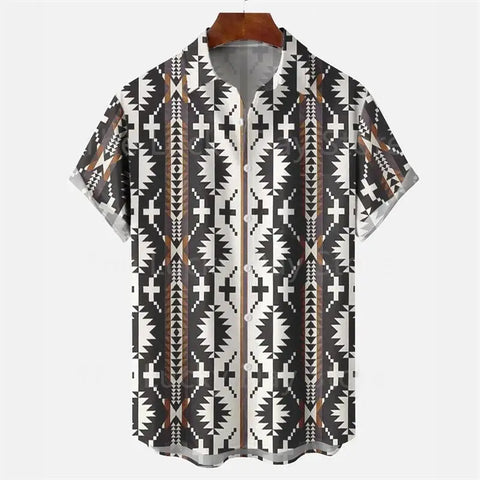 Image of Men's Casual Social Hawaiian Oversized Short Sleeve Shirt Elegant Vintage Harajuku Summer Fashion Designer Clothing Pattern Top-FrenzyAfricanFashion.com
