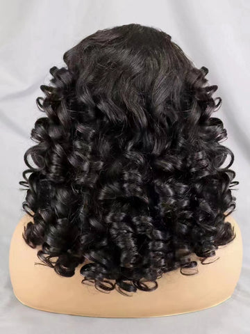 Image of Lace Frontal Wigs Loose Curly Bob Wig Remy Human Hair Natural Cornrow Braided Women hair-FrenzyAfricanFashion.com