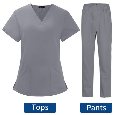 Image of Uniforms Nurse Women Thin and Light Fabric Short Sleeve Medical Clothes Scrubs Nursing Pants Elastic Medical Uniforms for Summer-FrenzyAfricanFashion.com