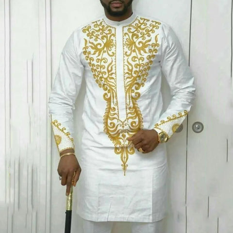 Image of Men's Wedding Suit Two-Piece Trousers T-Shirt Suit Men's Elegant Suit Patchwork Crew Neck Classic Men's Social Suit Dress-FrenzyAfricanFashion.com