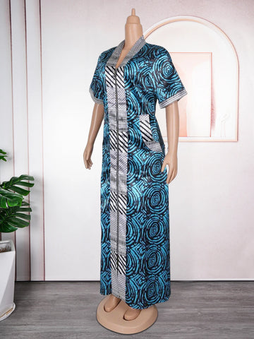 Image of African Dresses for Women Traditional Africa Clothing Dashiki Ankara Outfits Gown Abayas Robe Muslim Kaftan Maxi Long Dress 2024-FrenzyAfricanFashion.com