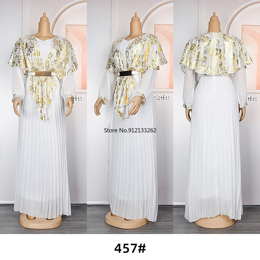 Chiffon Dresses Women Plus Size Evening Party Long Dress Dashiki Print Muslim Abaya Kaftan-FrenzyAfricanFashion.com