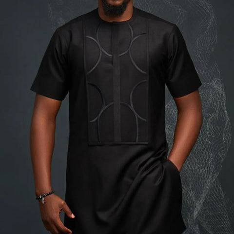 Image of Men's Wedding Suit Two-Piece Trousers T-Shirt Suit Men's Elegant Suit Patchwork Crew Neck Classic Men's Social Suit Dress-FrenzyAfricanFashion.com