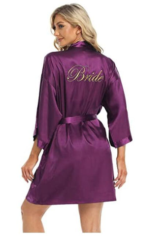 Image of Wedding Bride Bridesmaid Robe Dressing Gown Sexy Women Bathrobe Nightgown Short Sleepwear Casual Flower Kimono Geisha M L XL-FrenzyAfricanFashion.com