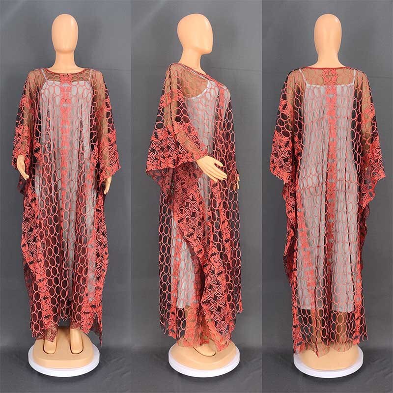 Women Half Sleeve Polyester Long Evening Dresses-FrenzyAfricanFashion.com