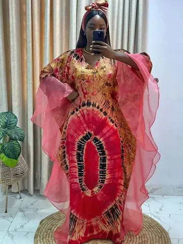 Image of African Dresses for Women Traditional Africa Clothing Dashiki Ankara Outfits Gown Abayas Robe Muslim Kaftan Maxi Long Dress 2024-FrenzyAfricanFashion.com