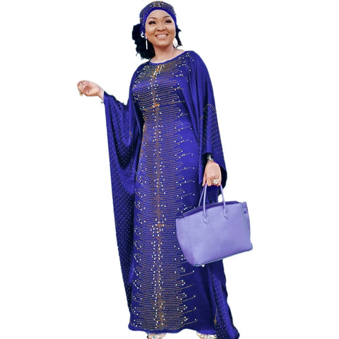 Image of African Dresses for Women Muslim Fashion Abayas Boubou Dashiki Traditional Africa Clothes Ankara Outfit Evening Gown and Headtie-FrenzyAfricanFashion.com