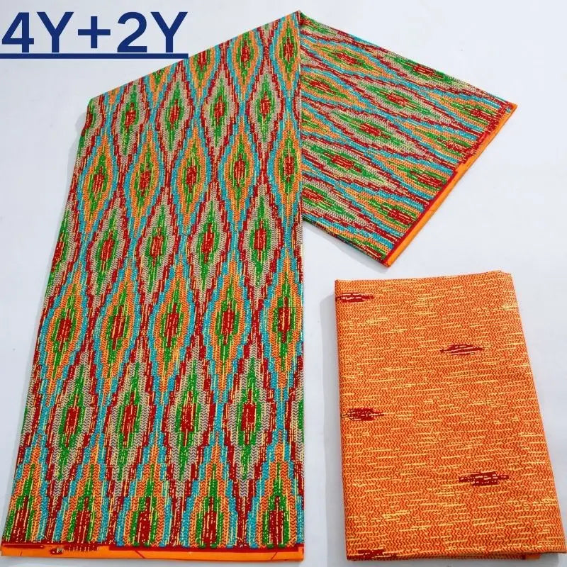 Green Kente Fabric Real Ankara Wax Lace Cotton 6 Yards for Women Party Dress-FrenzyAfricanFashion.com