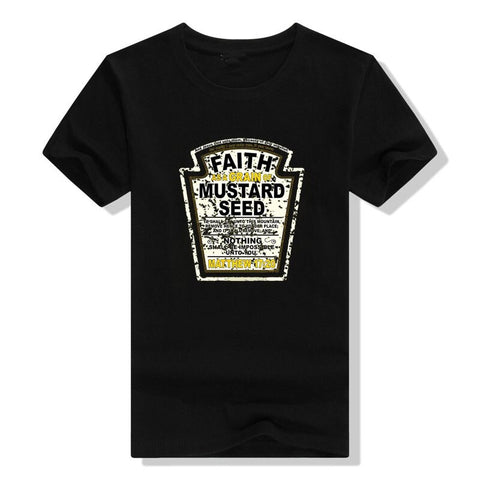 Image of Faith As A Grain of Mustard Seed Women&#39;s and Men&#39;s Christian Parody T-Shirt Tops Funny Aesthetic Clothes Short Sleeve Blouses-FrenzyAfricanFashion.com