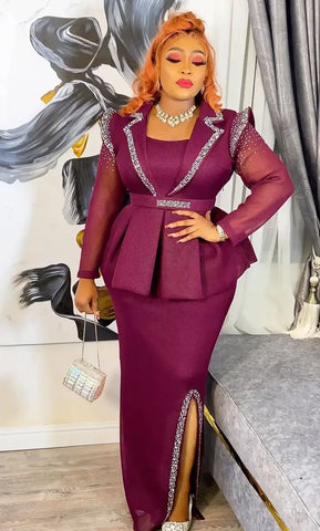 Image of Elegant Africa Clothing Plus Size Evening Wedding Party Long Dress Outfits Robes-FrenzyAfricanFashion.com