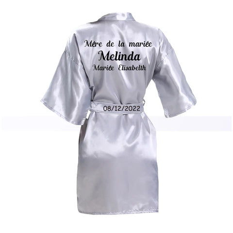 Image of Customized Logo Wedding Bathrobe Faux Silk Bridal Robe Bride Bridesmaid Wedding Robes Woman Bachelorette Hen Party-FrenzyAfricanFashion.com