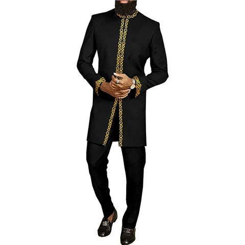 Image of Men's Wedding Suit Two-Piece Trousers T-Shirt Suit Men's Elegant Suit Patchwork Crew Neck Classic Men's Social Suit Dress-FrenzyAfricanFashion.com