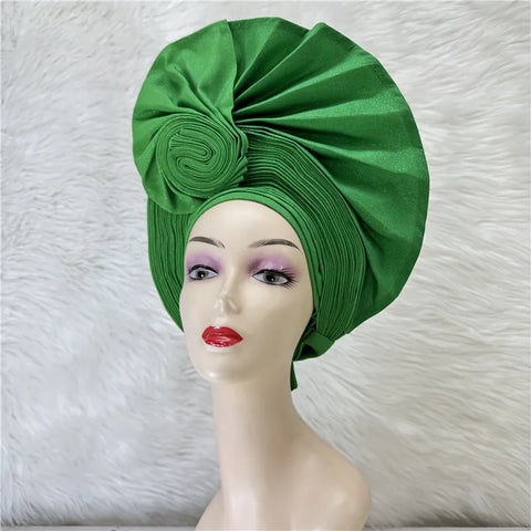 Image of Nigerian gel headgear, with stone bead, already made auto, turban, afro aso ebi gel aso oke, wide brim headgear 7L031502-FrenzyAfricanFashion.com