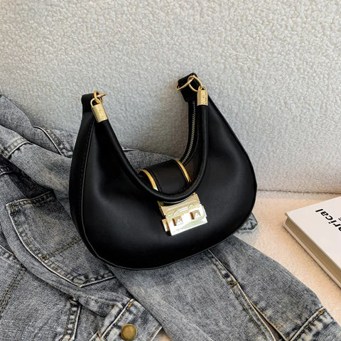 Image of PU Solid Color Single Shoulder Women's Bag Versatile Underarm Bag-FrenzyAfricanFashion.com