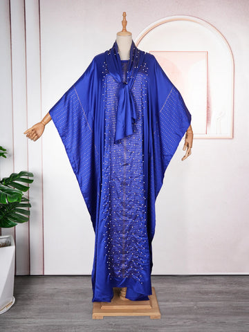 Image of African Dresses for Women Muslim Fashion Abayas Boubou Dashiki Traditional Africa Clothes Ankara Outfit Evening Gown and Headtie-FrenzyAfricanFashion.com