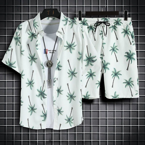 Image of Beach Clothes For Men 2 Piece Set Quick Dry Hawaiian Shirt and Shorts Set Men Fashion Clothing Printing Casual Outfits Summer-FrenzyAfricanFashion.com