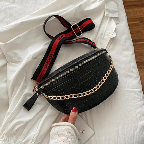 Image of Retro Casual Shoulder Crossbody Women's Bag Large Capacity Korean Fashion Waist Bag Comfortable Wide Shoulder Strap Letter Print-FrenzyAfricanFashion.com